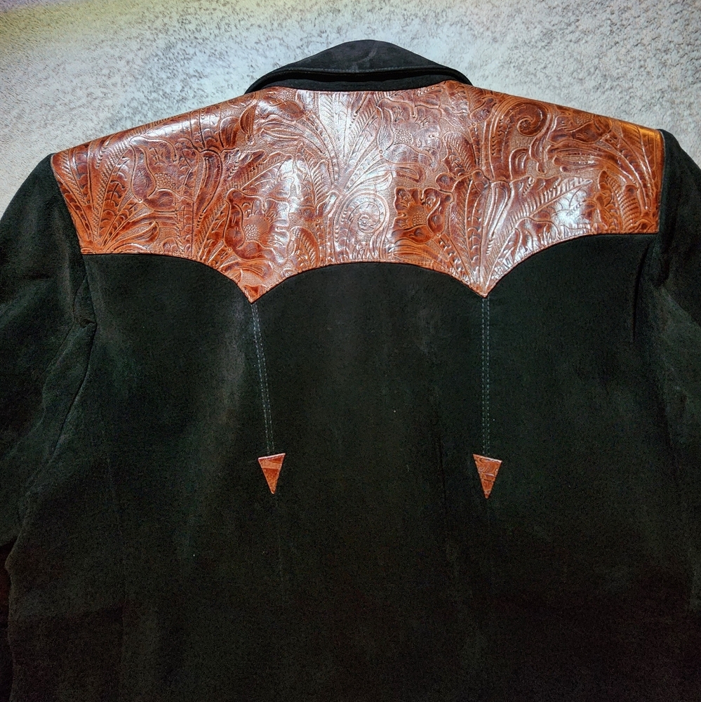 Scully Boar Suede and Leather Midnight Black Western Blazer- Never Worn Size 40 - Picture 5 of 5